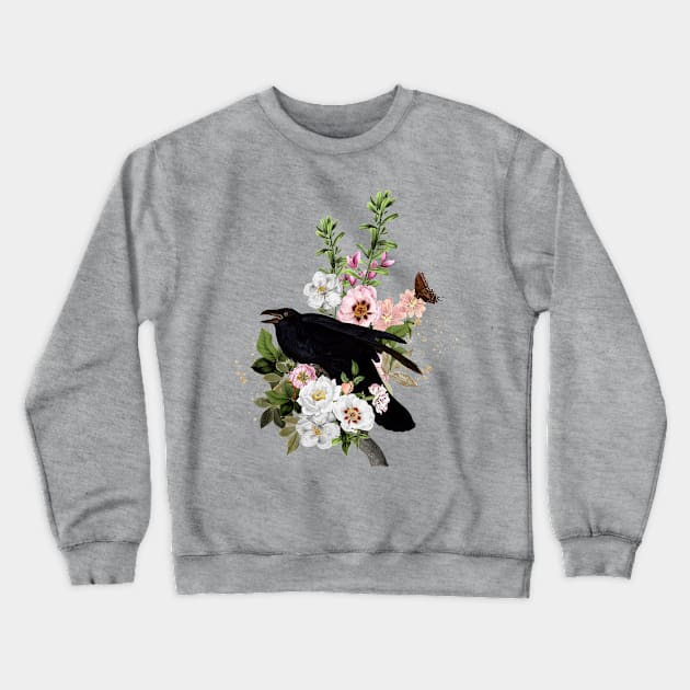 Crow with flowers Crewneck Sweatshirt by Nicky2342